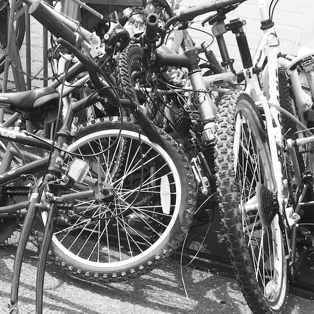 pile of bicycles