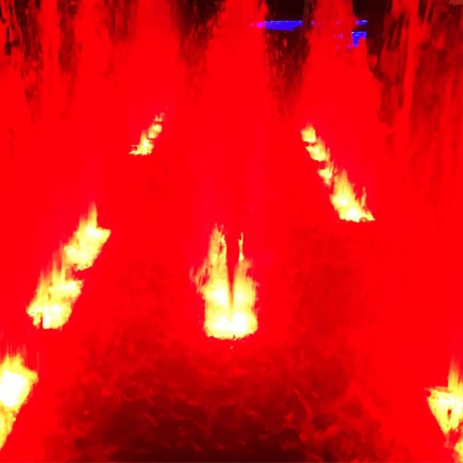 red lights in a fountain